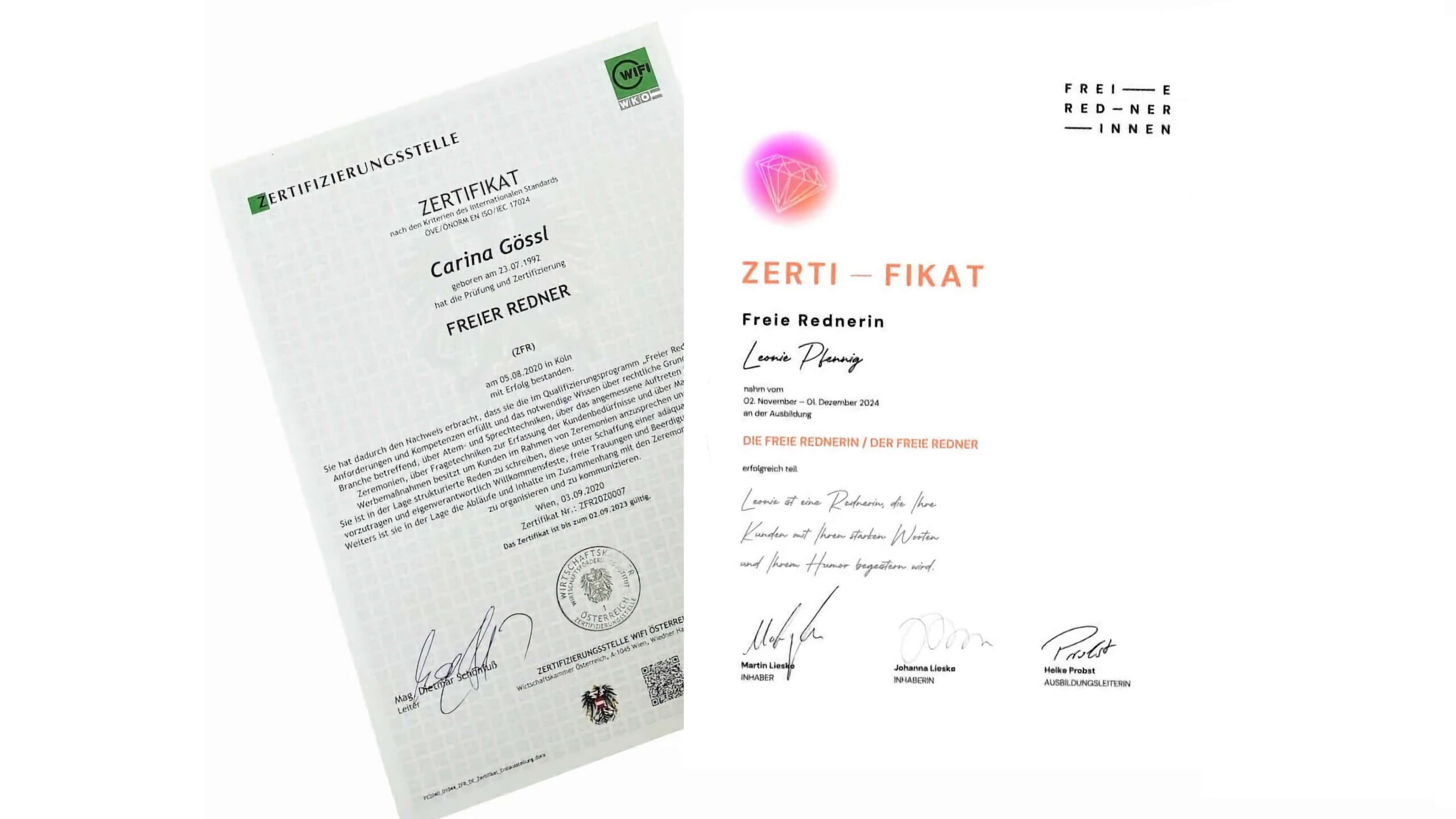 Unsere Abschlüsse als Zertifikat